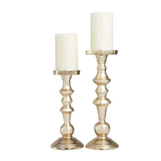 Gold Aluminum Candle Holder Set